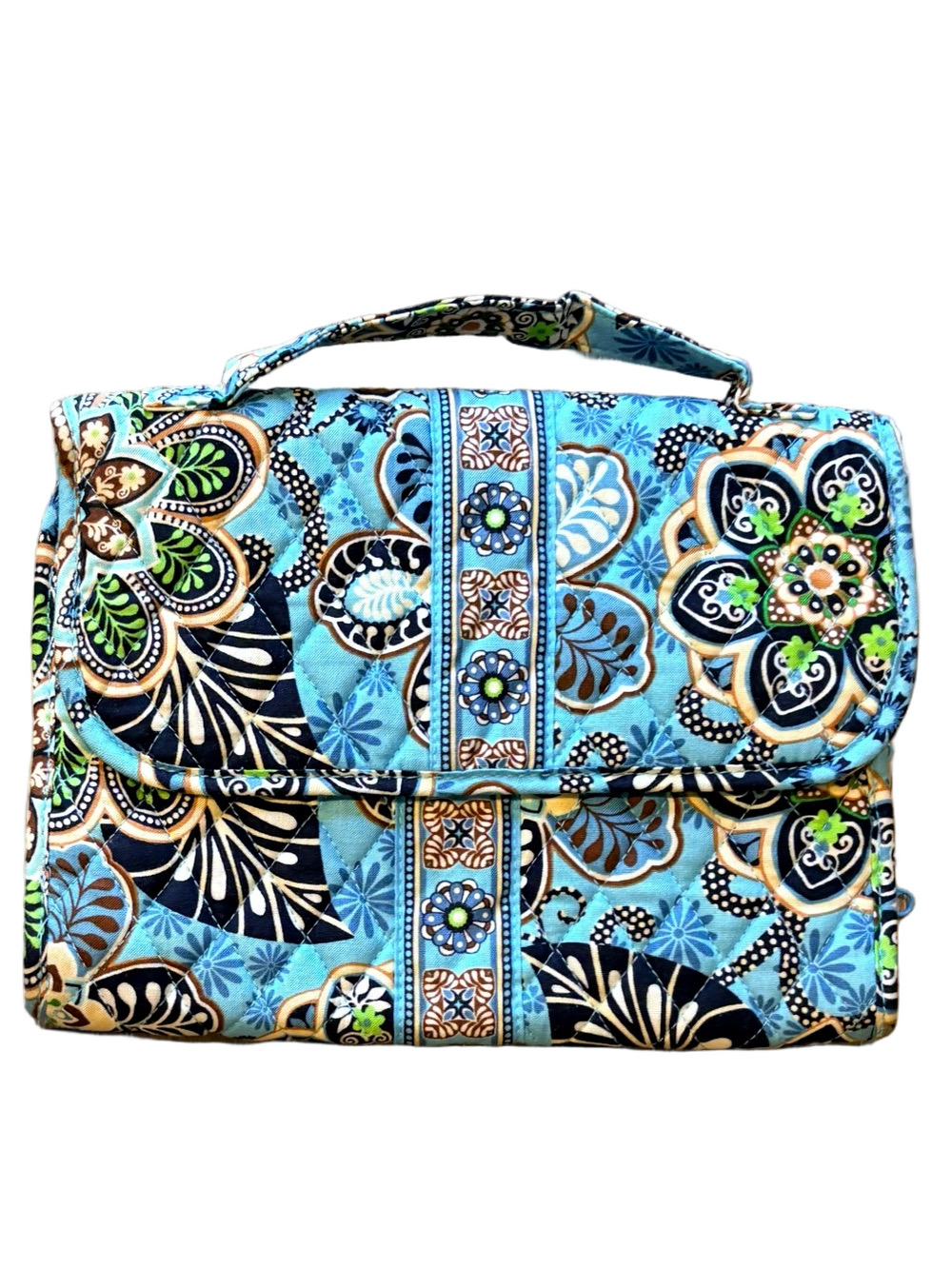 Vera Bradley Quilted Travel Case in Aqua, Navy, Green